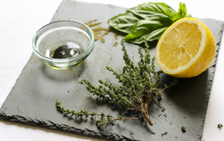 Superfoods Marinade with thyme, basil, lemon and olive oil.
