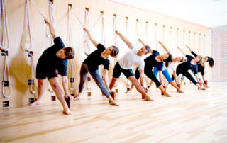Rope wall yoga at Namastday Yoga Center, Beverly Hills