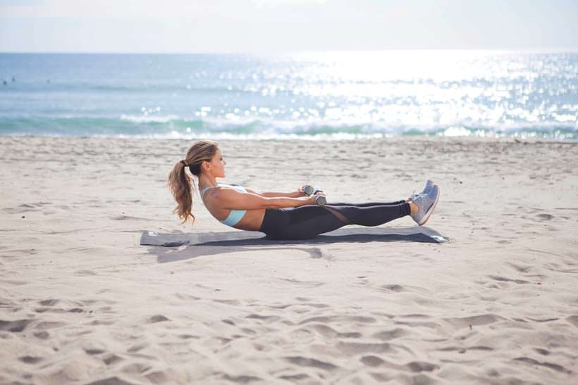Tone It Up Workout on the Beach V Sit Curls