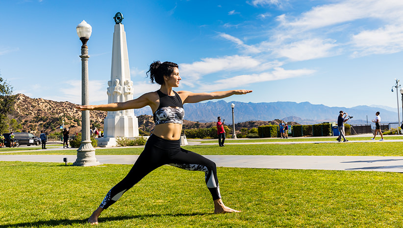 Yoga Teacher Dana Kraft in Warrior Pose 