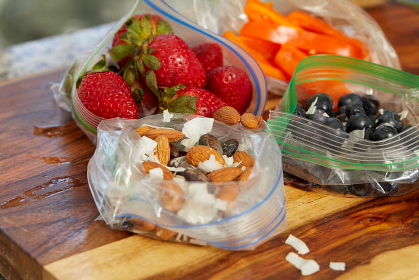 Festival Food for Travelers in baggies for meal prep