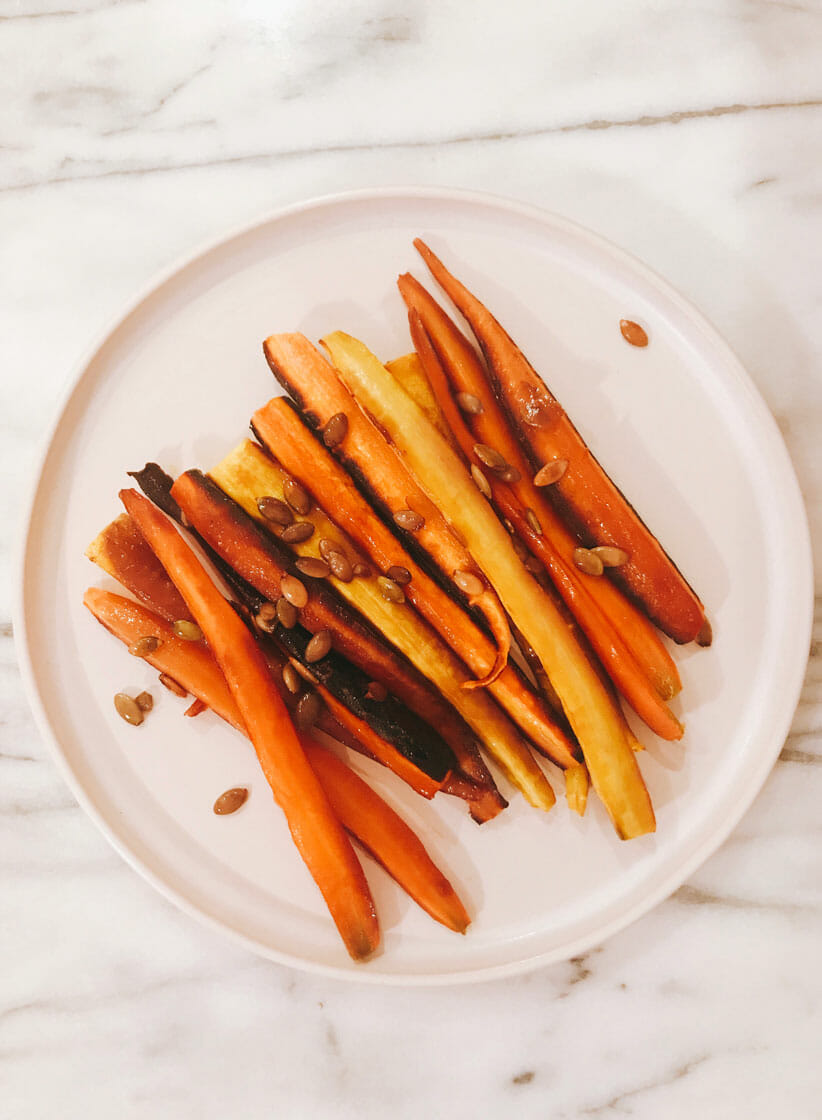 Plant-Based Dishes Maple Roasted Rainbow Carrots