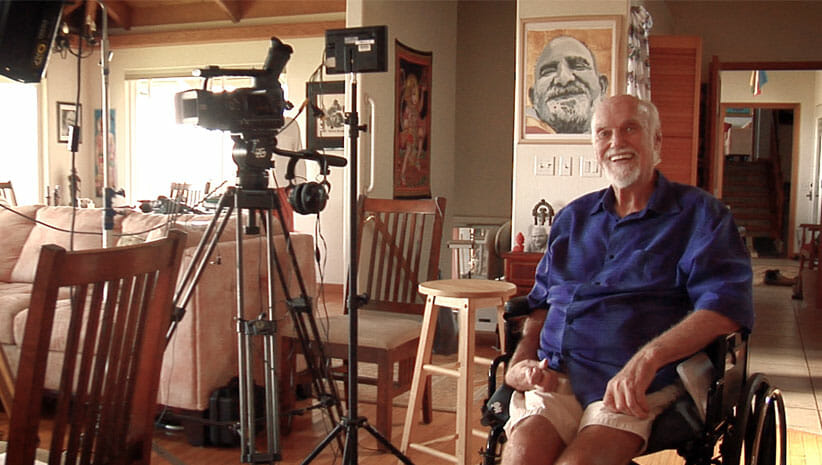 Ram Dass filming Becoming Nobody