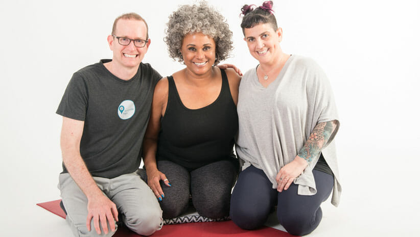 Jivana Heyman, De Jur, Sarit in photos for Accessible Yoga 