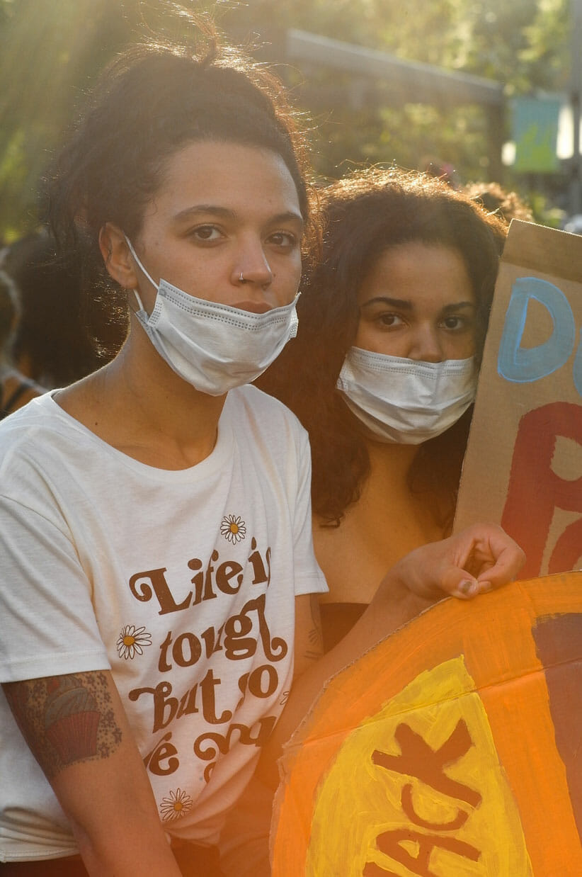 two women with signs