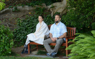 Meditators in the Garden at Self Realization Fellowship Headquarters