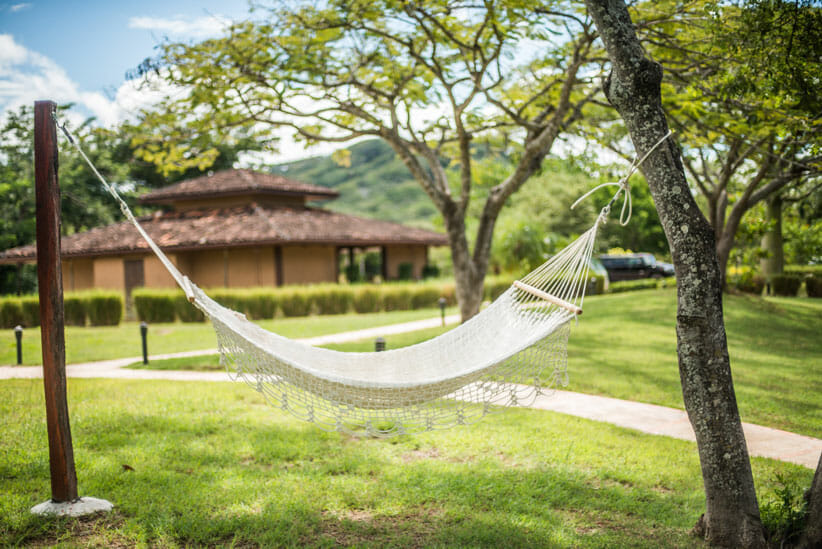 outdoor space at Rythmia with hammock