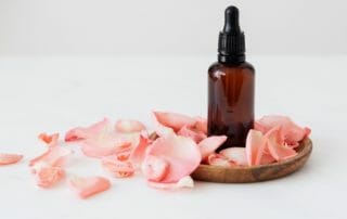 flower essence with rose petals