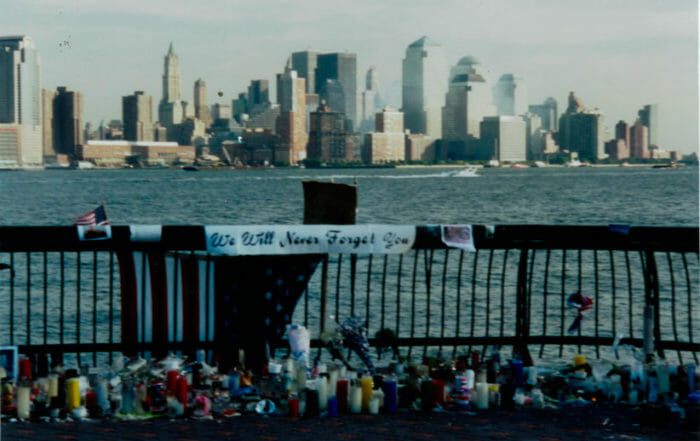 NYC skyline and 911 Memorial Hearbreak and Remembering 911