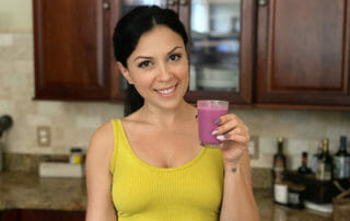 Kimmy holds a smoothie for stress relief