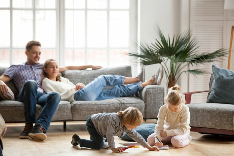 family in clean home space