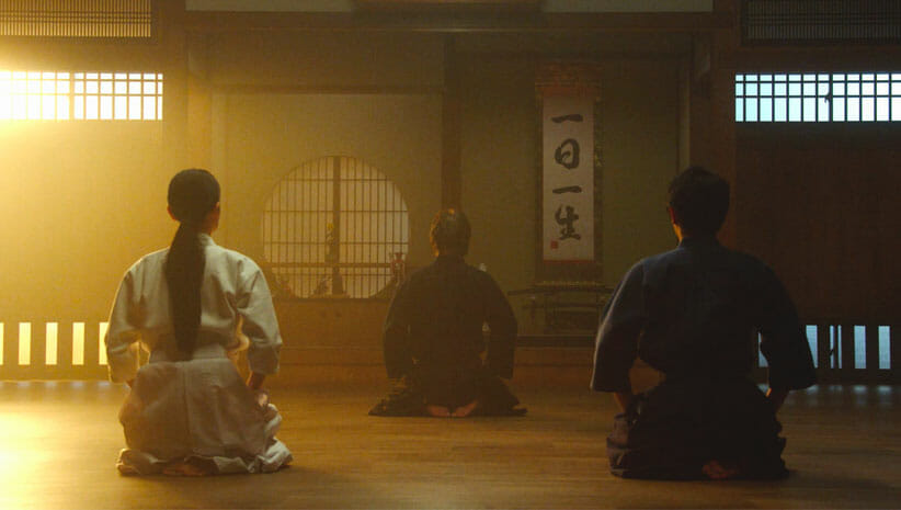 three warriors meditating from the film Cherry Bushido