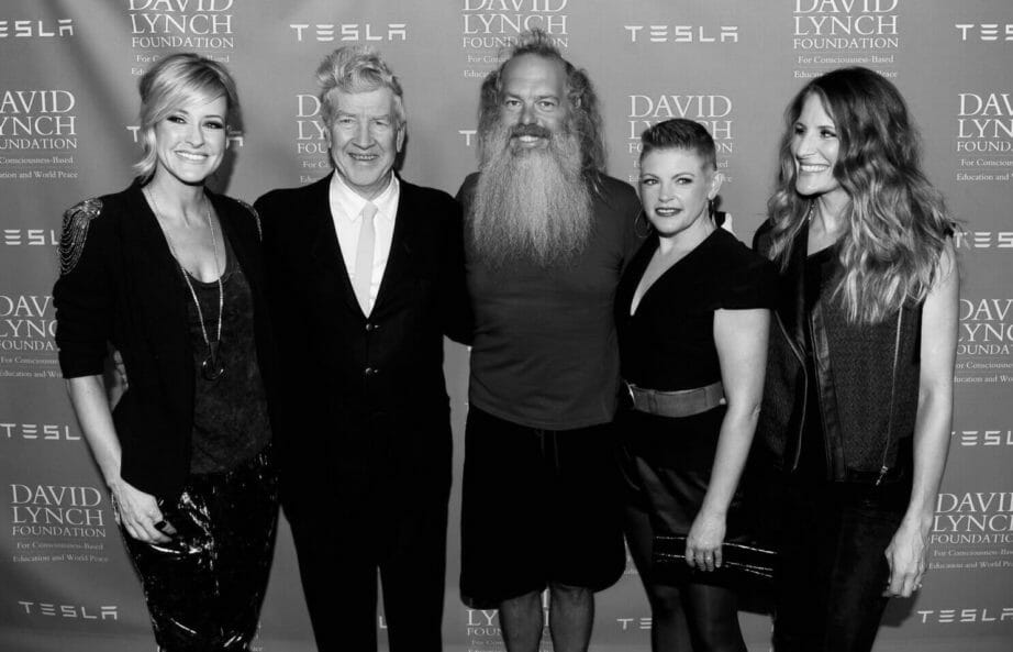 Dixie Chicks, Davis Lynch And Rick Rubin, standing with arms around eachother