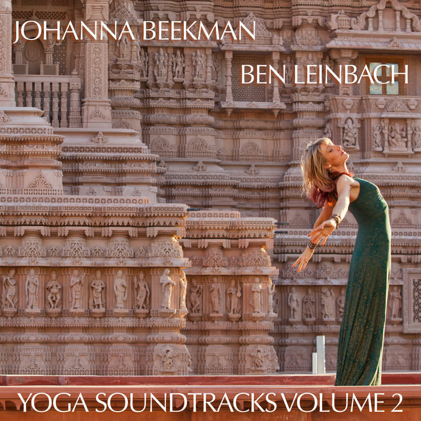 album cover of Yoga Soundtracks Volume 2. Johanna Beekman with arms raised