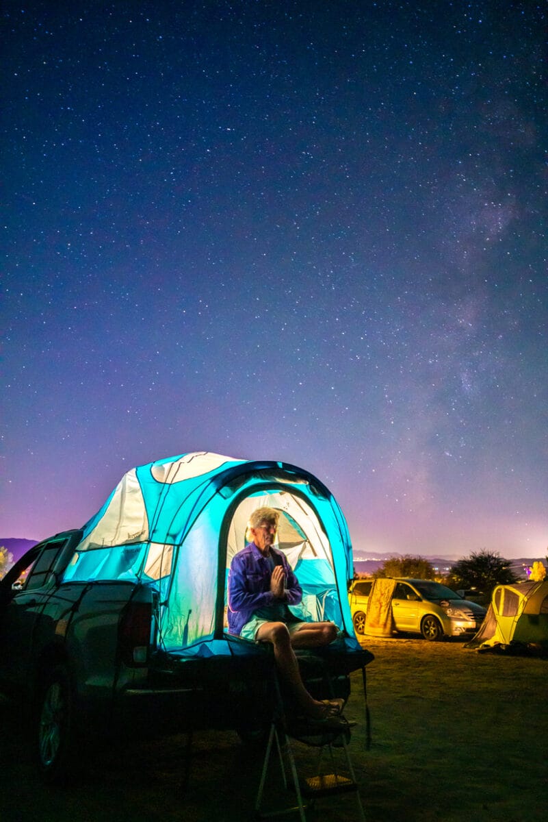 Camping in the dark at Bhakti Fest 