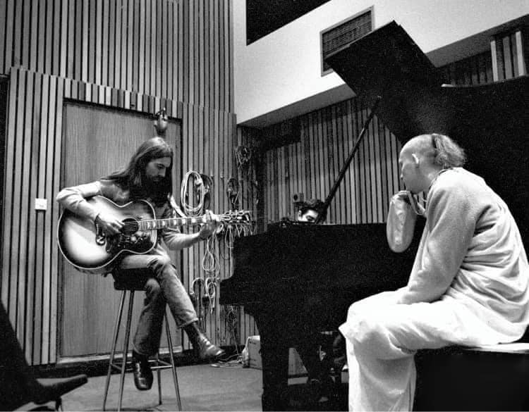 George Harrison and Shyamasundar Das in the Studio