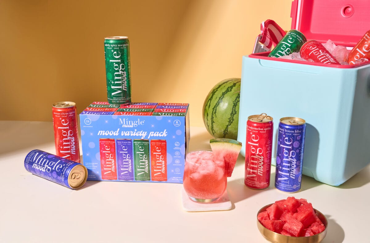 Assortment of Mingle Cocktails in boxes and cans of different colors 
